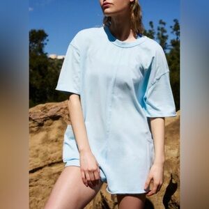 Free People Movement Hot Shot Tee Romper XS in Boardwalk Blue